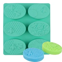honey bee silicone soap mold diy handmade craft 3d soap mold silicone rectangular oval 6 forms soap molds for soap making 1pcs