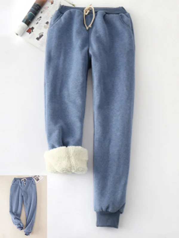 

2021 lamb cashmere thickened warm guard pants leg tied winter loose casual pants women's cashmere