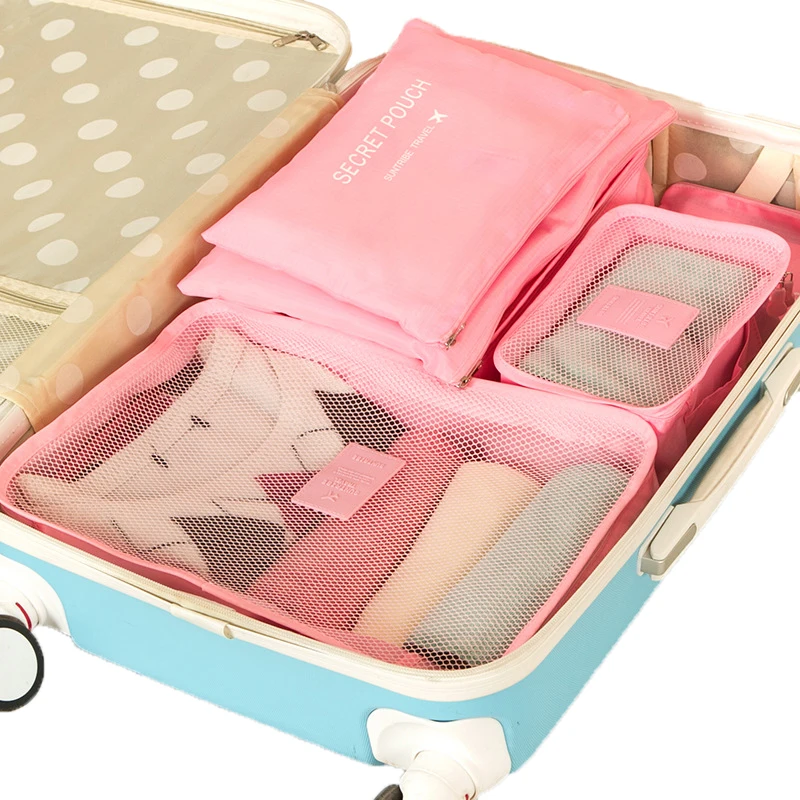 Travel 6Pcs Set Accessories suitcase organizer Clothes Storage Waterproof Bag Luggage Portable Organizer Packing Cube