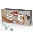 Электронный зеркальный будильник с ЖК-дисплеем, цифровые настольные часы с функцией повтора и подсветкой для украшения дома, большой экран показывает время и температуру