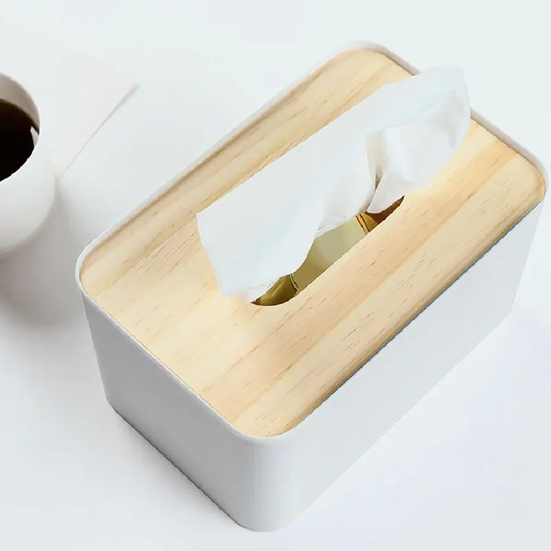 Простая коробка для салфеток с деревянной крышкой ящик из твердой древесины