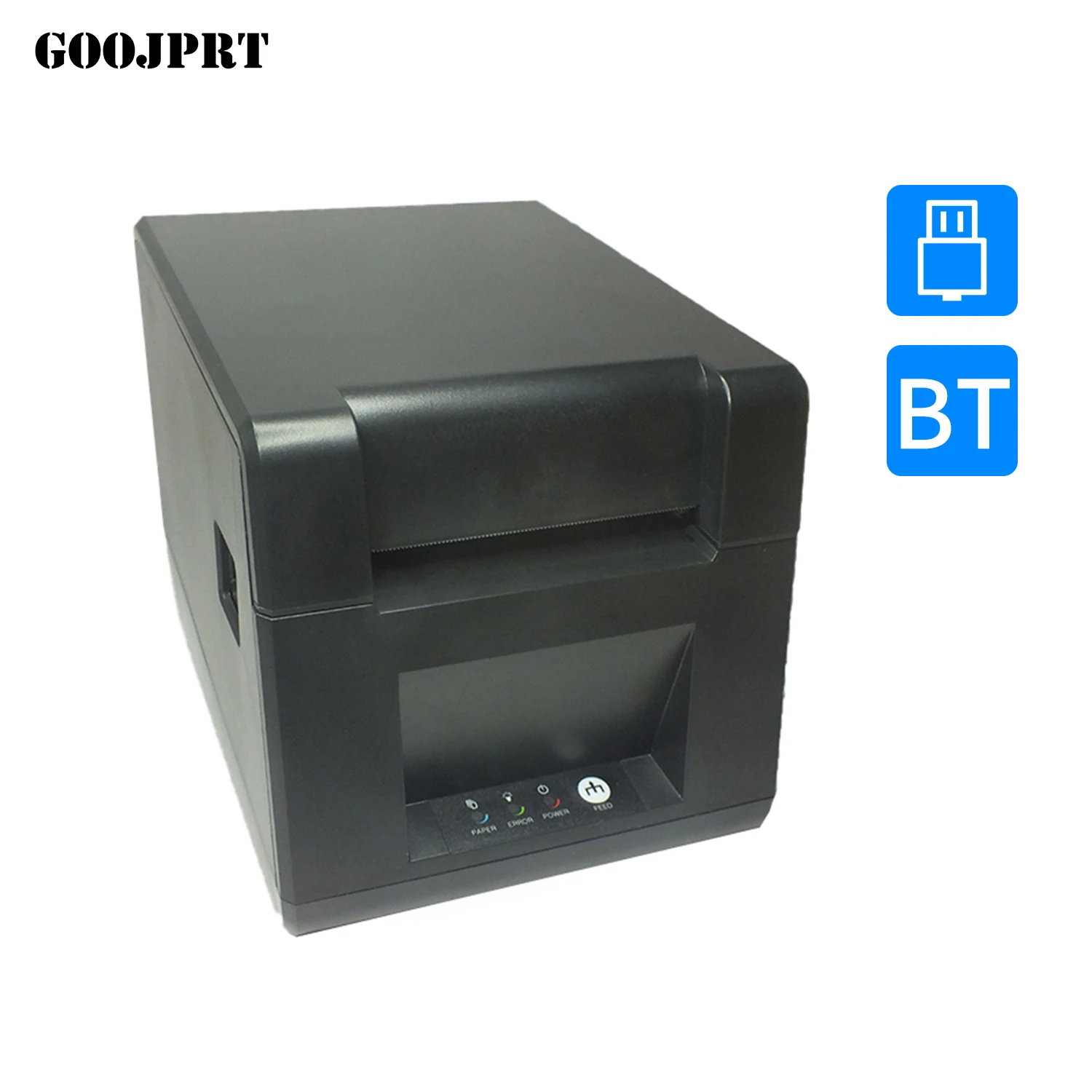 

GOOJPRT Настольный 80 мм Термопринтер для этикеток проводной принтер штрих-кодов USB BT соединение с 1 рулоном бумаги для супермаркета магазина