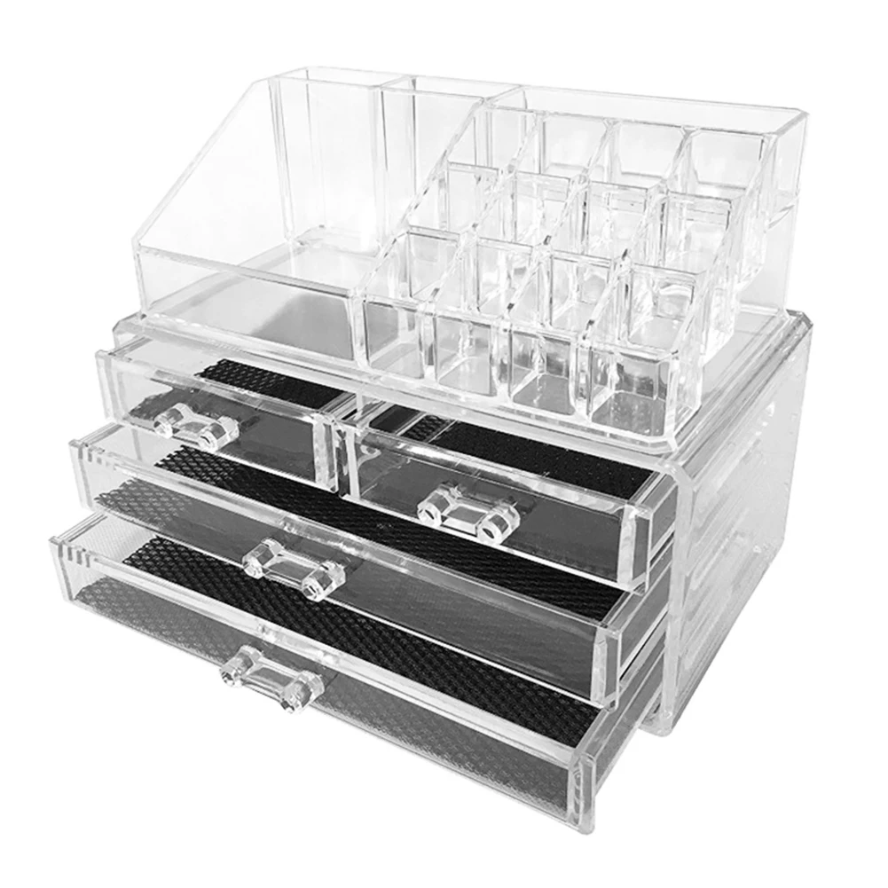 

Desktop Makeup Organizer Jewelry Cosmetic Drawer Storage Box Transparent Holder