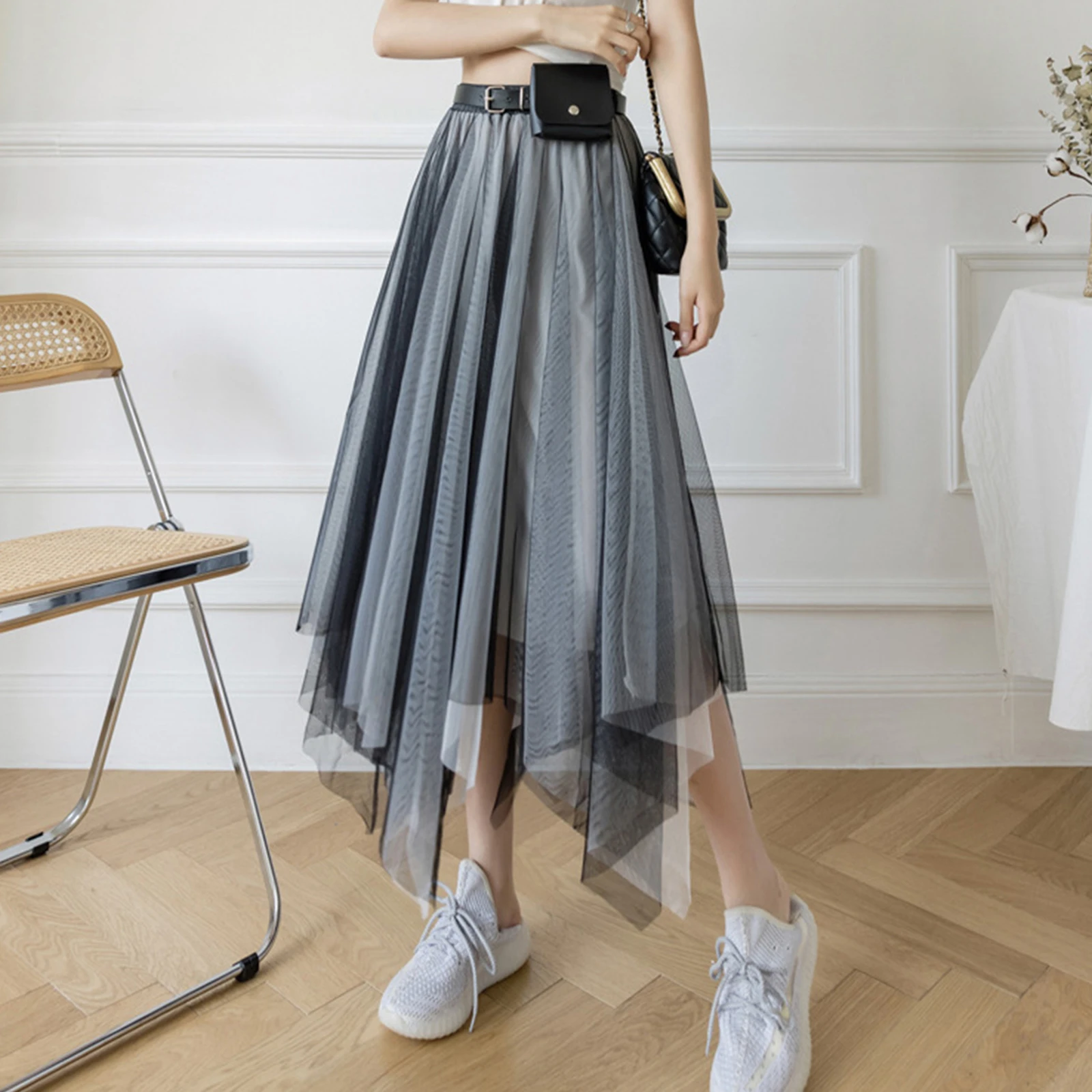 Новинка 2021 Женская фатиновая юбка эластичная с высокой талией балетная