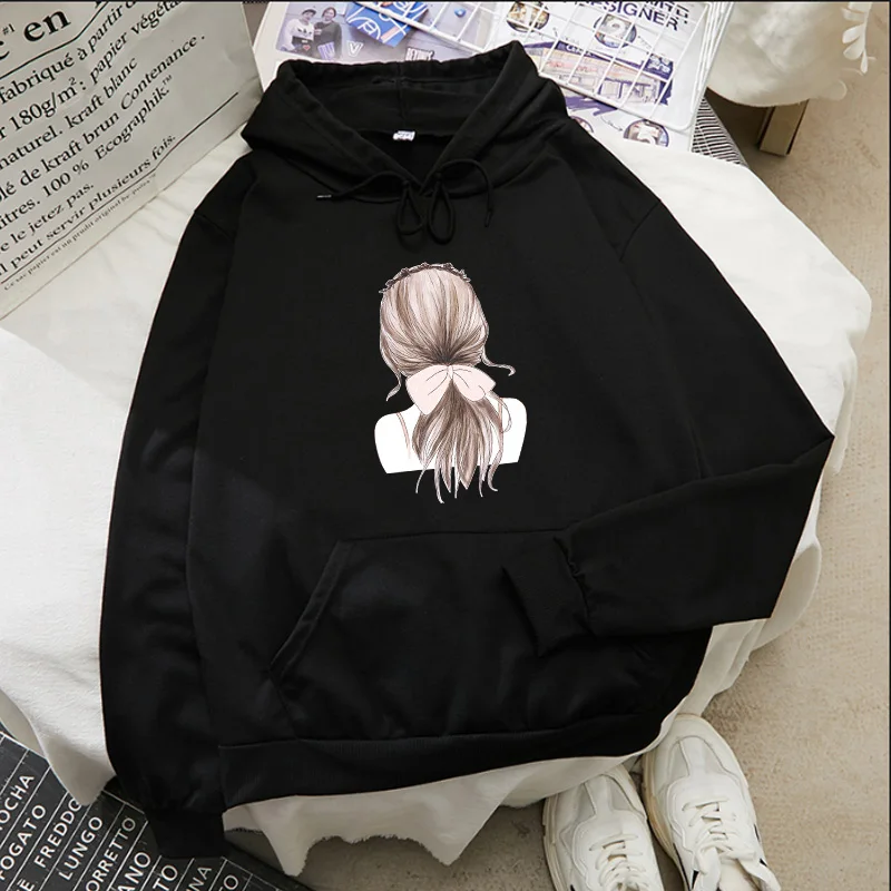 Hoodies oversized print Girl Pocket Sweatshirts Hooded Harajuku Spring Casual Vintage Korean Pullovers Women sweetshirts