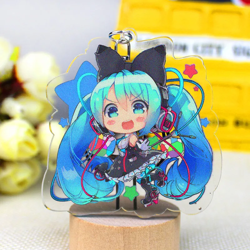 Hatsune Мику акриловый брелок Luo Tianyi аниме подвеска автомобильные аксессуары японский прозрачный брелок игра зеленый лук Брелок - Цвет: 6