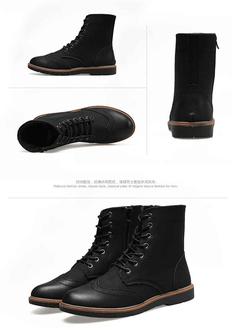 Классические уличные мужские ботинки Aleafalling высокие на плоской подошве со