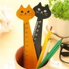 Прямая Линейка с милым котом, 15 см, деревянная, в форме кошки, инструмент для измерения, детские подарки, офисные и школьные канцелярские принадлежности