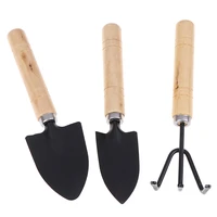3pcsset mini wooden handle shovel rake spade bonsai tools set garden tool sets