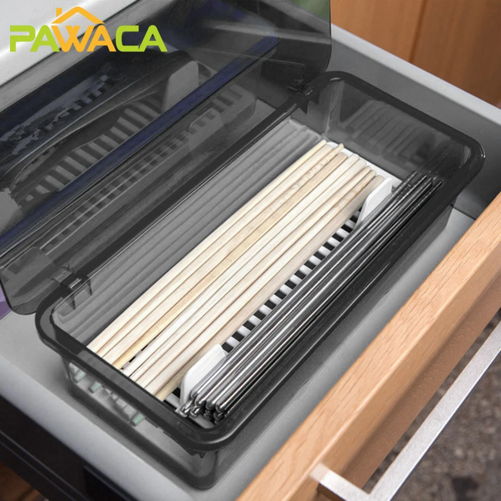 

Knife Fork Flatware Tray Storage Drawers Kitchen Utensil Drawer Organizer with Lid and Drainer Cutlery Tray Dinnerware Holder