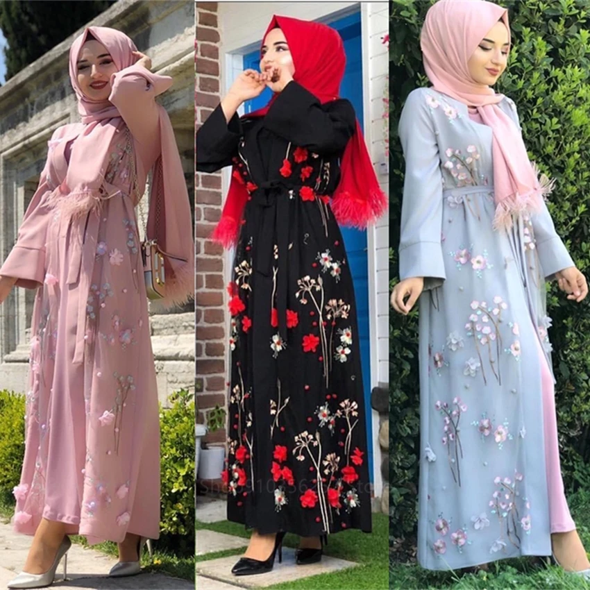 

Abaya Muslim Fashion Cardigan Kimono Hijab Dress Turkish Islamic Clothing Abayas Women Caftan Dubai Kaftan Robe Femme Appliques