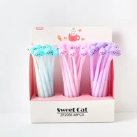 48pcsset small sweet cat neutral pen silica animal modeling student cute stationery cute cat pen wholesale factory