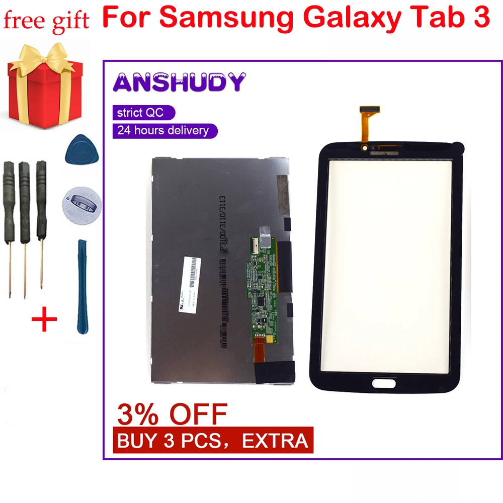 Для Samsung Galaxy Tab 3 7 0 SM T210 сенсорный экран дигитайзер Сенсорное стекло + ЖК дисплей