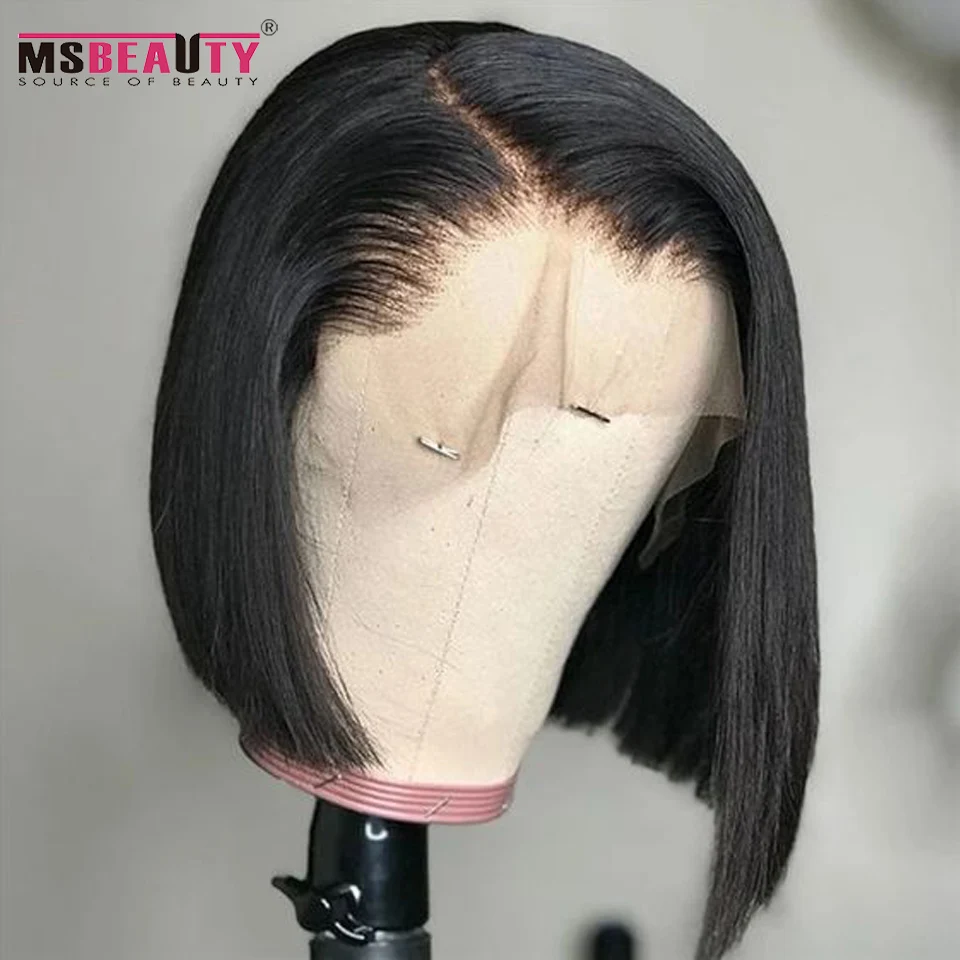 13*4 бразильские прямые волосы Remy Короткие парики с кружевом спереди кружевные
