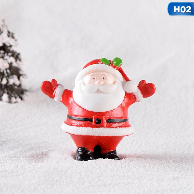 H02 Мини Новогоднее украшение из полимера Фея Санта Клаус фигурка снеговика Рождественская елка миниатюрные фигурки украшения дома Новогоднее украшение - Цвет: H02