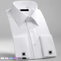 m6xl mens french cuff dress shirt 2021 new white long sleeve formal business buttons male shirts regular fit cufflinks shirt