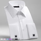 Мужская рубашка с французскими манжетами, белая формальная деловая рубашка на пуговицах с длинными рукавами, классические запонки, Размеры M  6XL, новинка 2021