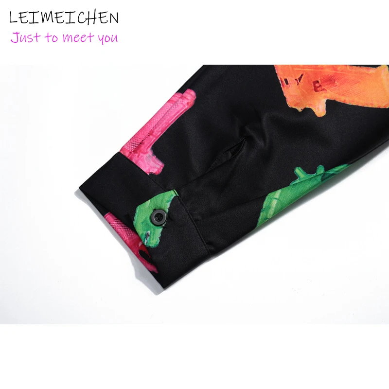 

LEIMEICHEN Fashion Cartoon Print Long Sleeve Shirt Men Hawaiian Casual Beach Shirt Harajuku Style Hip-Hop Top Streetwear 3001
