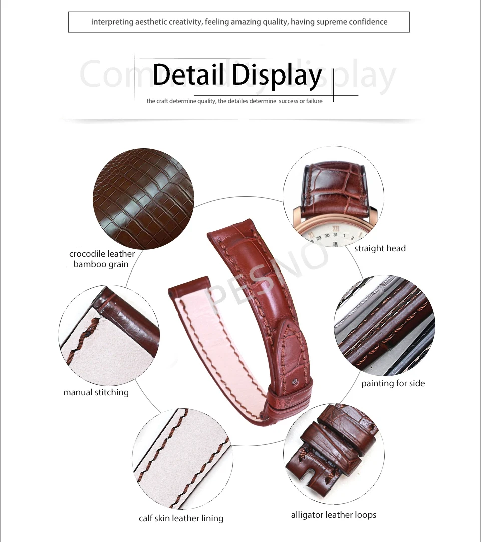 PESNO подходит для blucpain Villeret для женщин 6102/6104/6263/3650A кожа аллигатора Натуральная кожа Ремешки для наручных часов