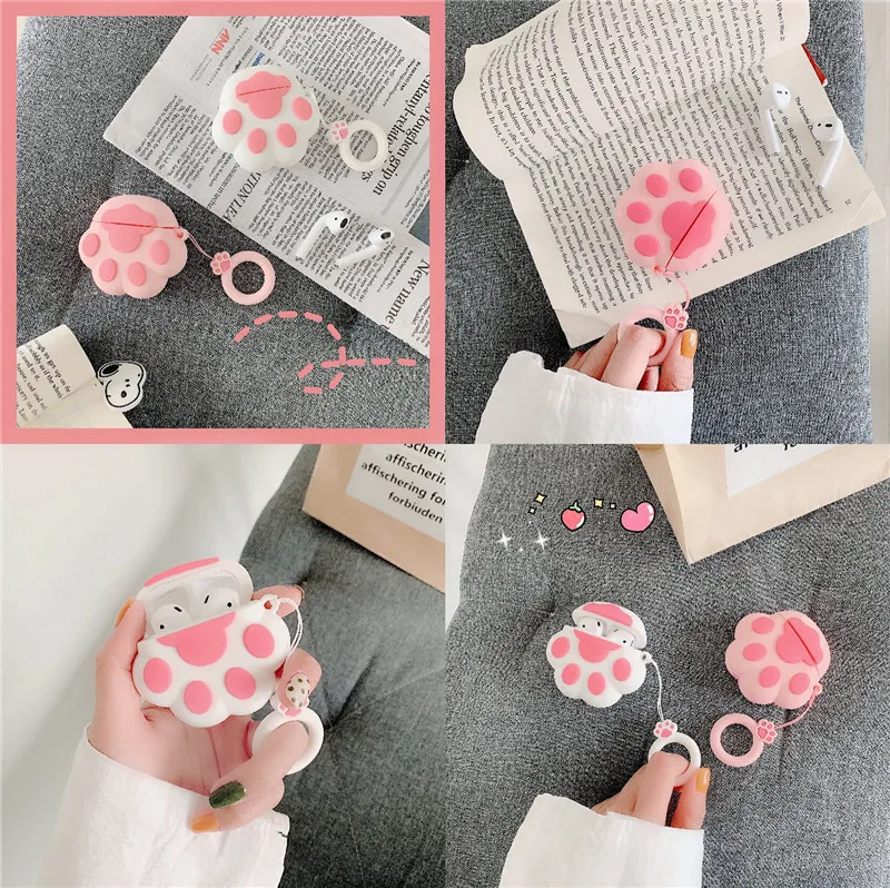 

New 2021 Earphone accessories cute cat's claw wireless bluetooth earphone protective case for AirPods 1 2 3