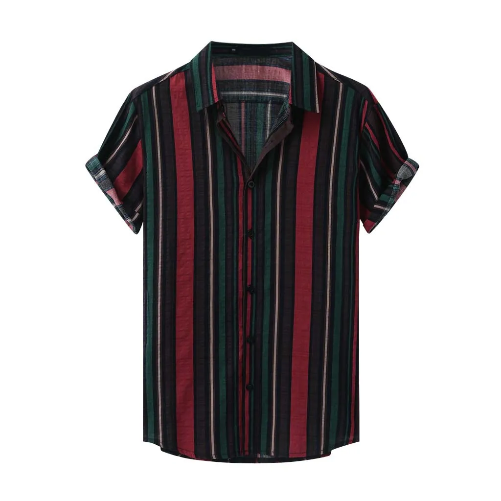 Мужская рубашка с отворотом коротким рукавом повседневная Camisa Masculina уличная