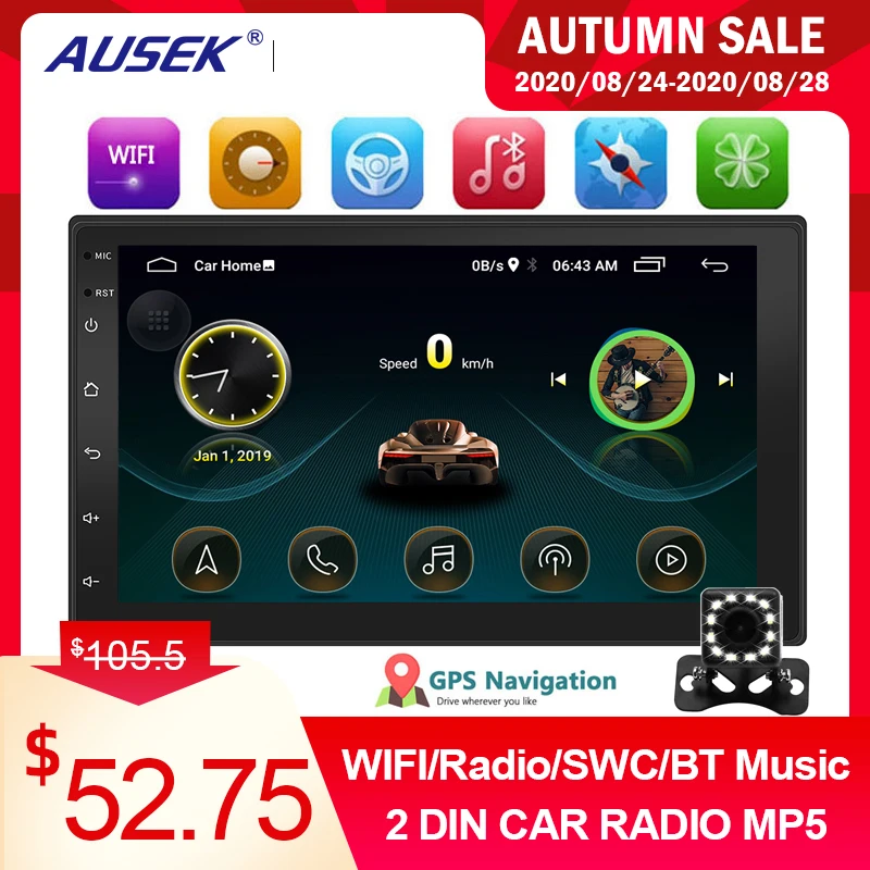 AUSEK 2 Din Автомобильный Радио Android Мультимедиа Видео плеер универсальный Авторадио