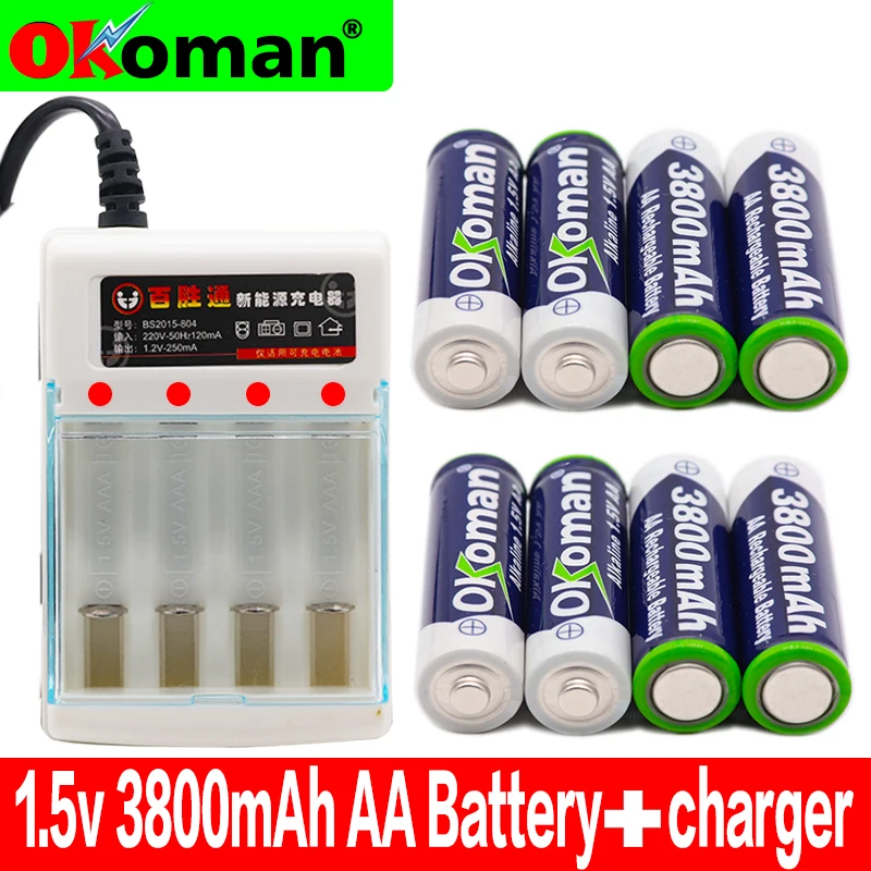 Новый бренд AA Аккумуляторная батарея 3800mah 1 5 V Новая Щелочная аккумуляторная для
