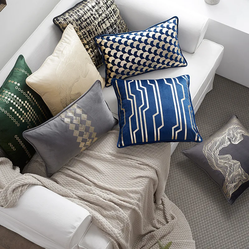 Мягкая Плюшевая плотная позолоченная красочная Геометрическая наволочка для