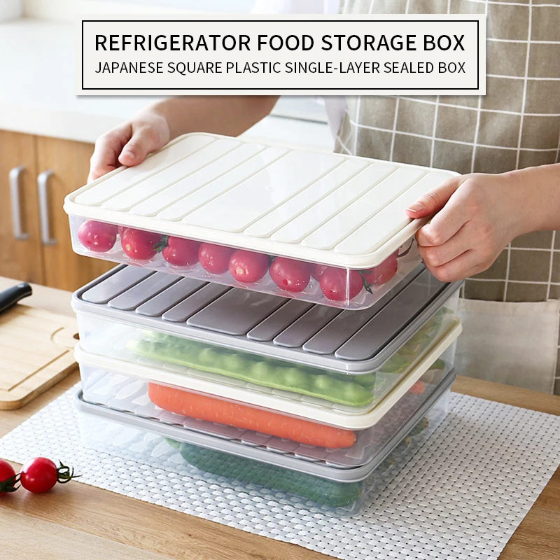 

Freezer Dumpling Box Food Storage Container Stackable Food Saver Box with Lid Square Plastic Single-layer Sealed Transparent Box