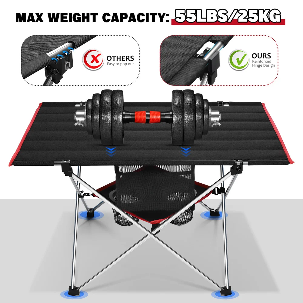 

MOVTOTOP Folding Camping Table Picnic Tables Portable Compact Lightweight Folding Table for Outdoor Camping Beach (56x42x40cm)