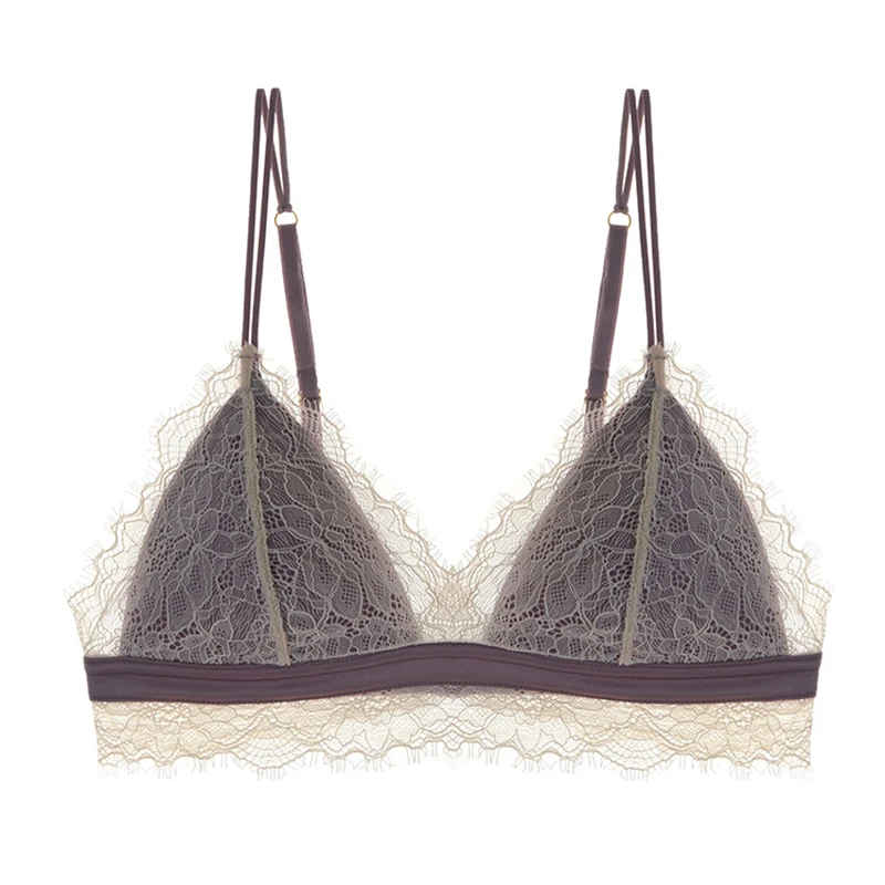 Бюстгальтер женский кружевной с треугольными чашечками тонкий бюстгальтер на