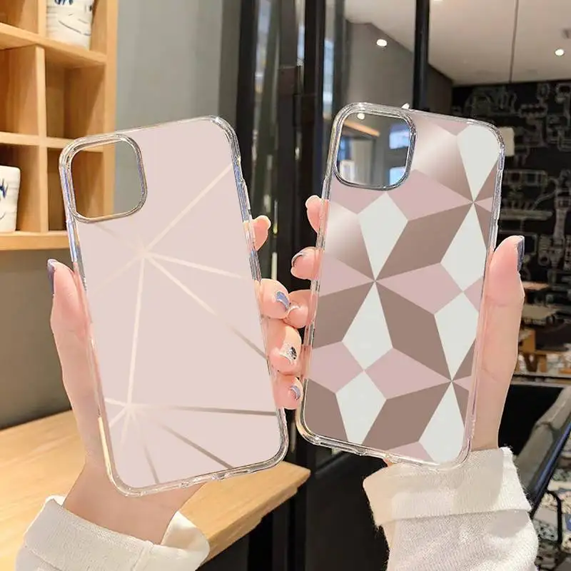 

Geometric Marble Phone Case Transparent soft For iphone 5 5s 5c se 6 6s 7 8 11 12 plus mini x xs xr pro max