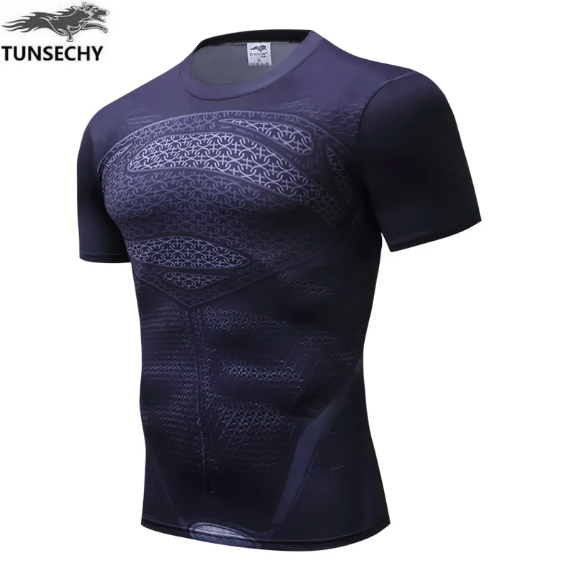 

New TUNSECHY brand Fitness Compression Shirt Men Anime Superhero Punisher Captain Americ 3D T Shirt Bodybuilding tshirt