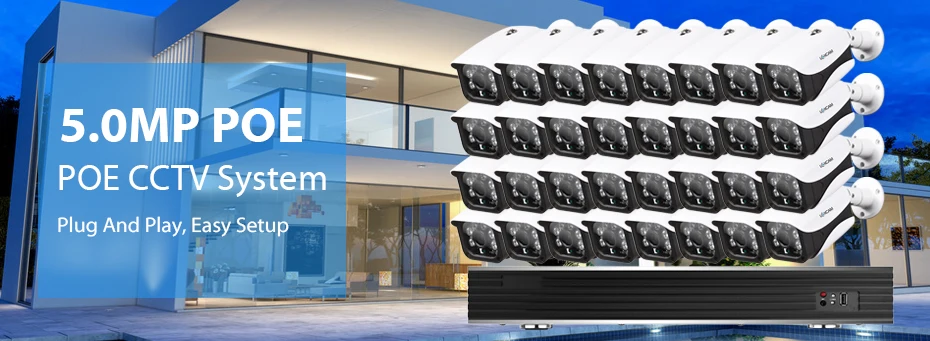 LOXCAM 32CH 5MP POE Комплект H.265+ CCTV камера система 5MP аудио запись Водонепроницаемый IP66 безопасности ip-камера видеонаблюдения NVR комплект