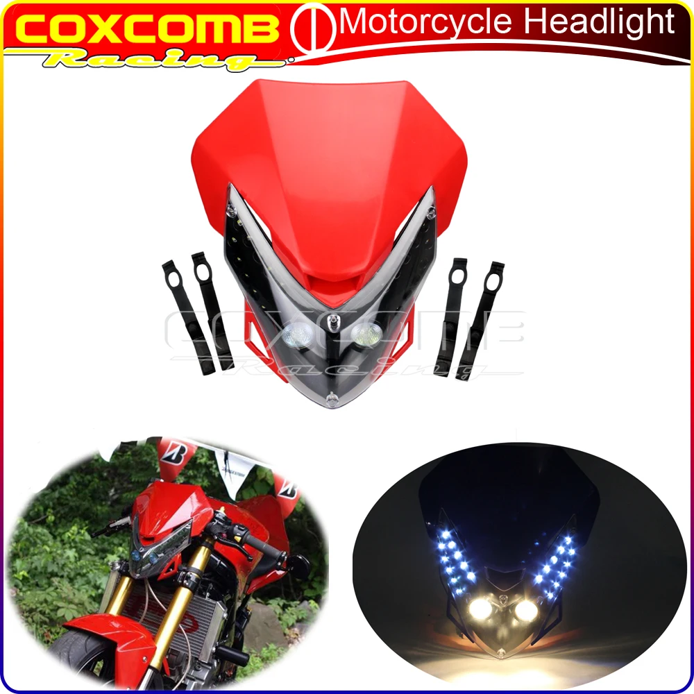 

Supermoto Off Road Headlight Universal Motorcycle Dirt Bike LED Vision Headlamp For Honda Yamaha Kawasaki Suzuki Dirt Bike