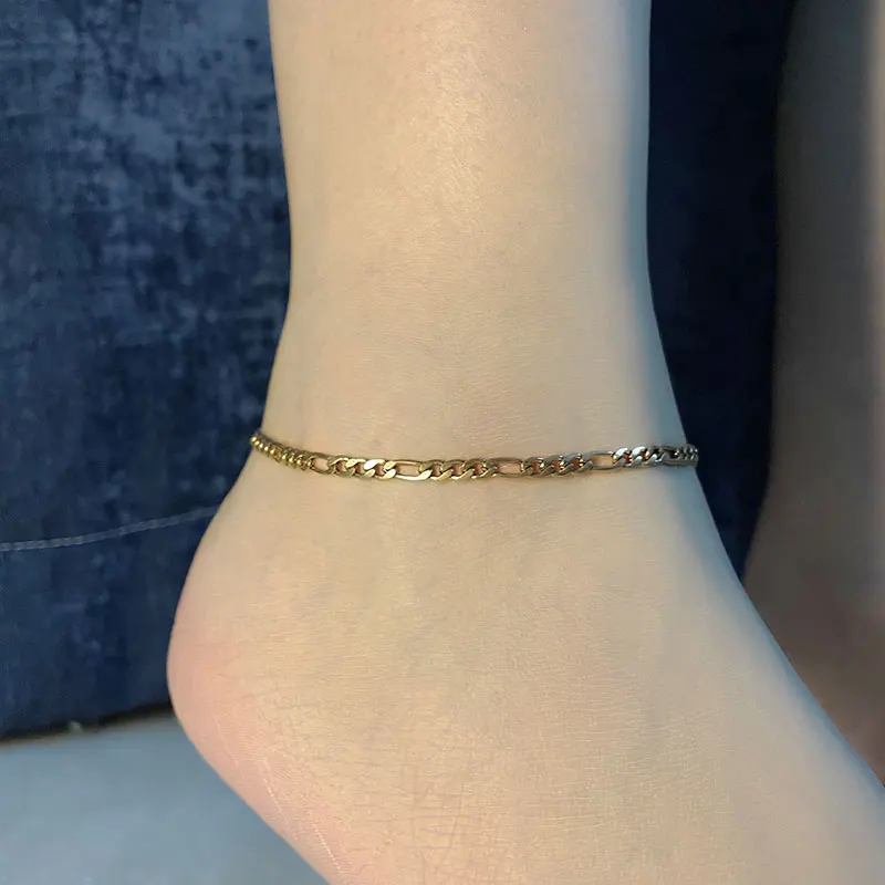 

Minimalist Figaro Chain Anklet For Women Stainless Steel Curb Link Irregular Leg Chains Summer Beach Foot Glamour Jewelry Gifts