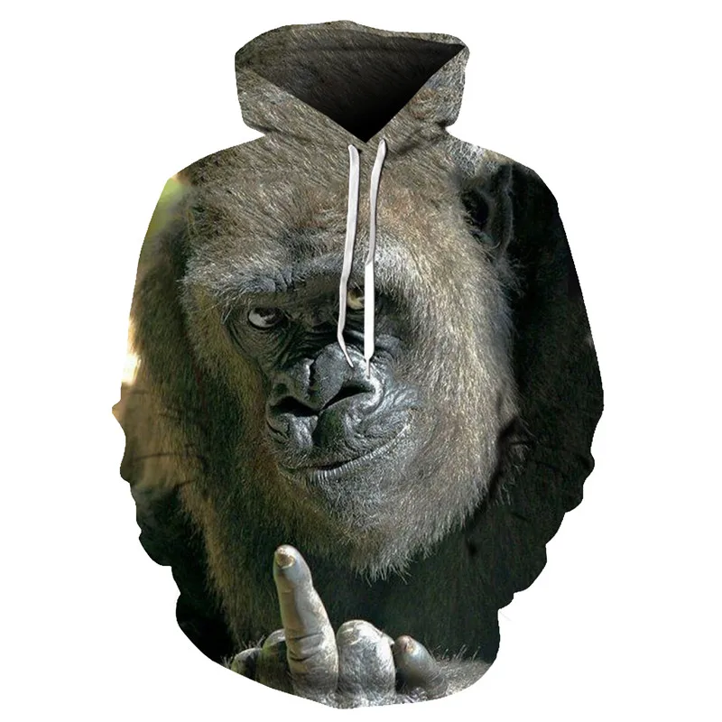 

Autumn New Animal Gorilla / Monkey Hoodie Men And Women 3D Sweatshirt Oil Orangutan Print Hooded Jacket Hip Hop Street Shoot