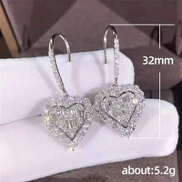 girls love heart zircon ear buckles new style fashion zircon ear jewelry earrings for women exquisite birthday gift