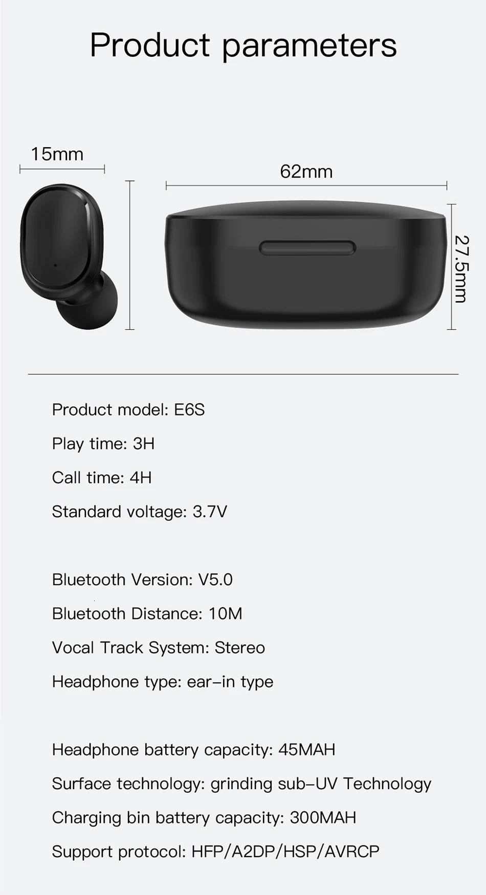 Kzofu A6S/E6S TWS Bluetooth 5,0-гарнитура, Airdots Draadloze oordopjes Hoofdtelefoon Ruisonderdrukking Microfoon для Android/IOS