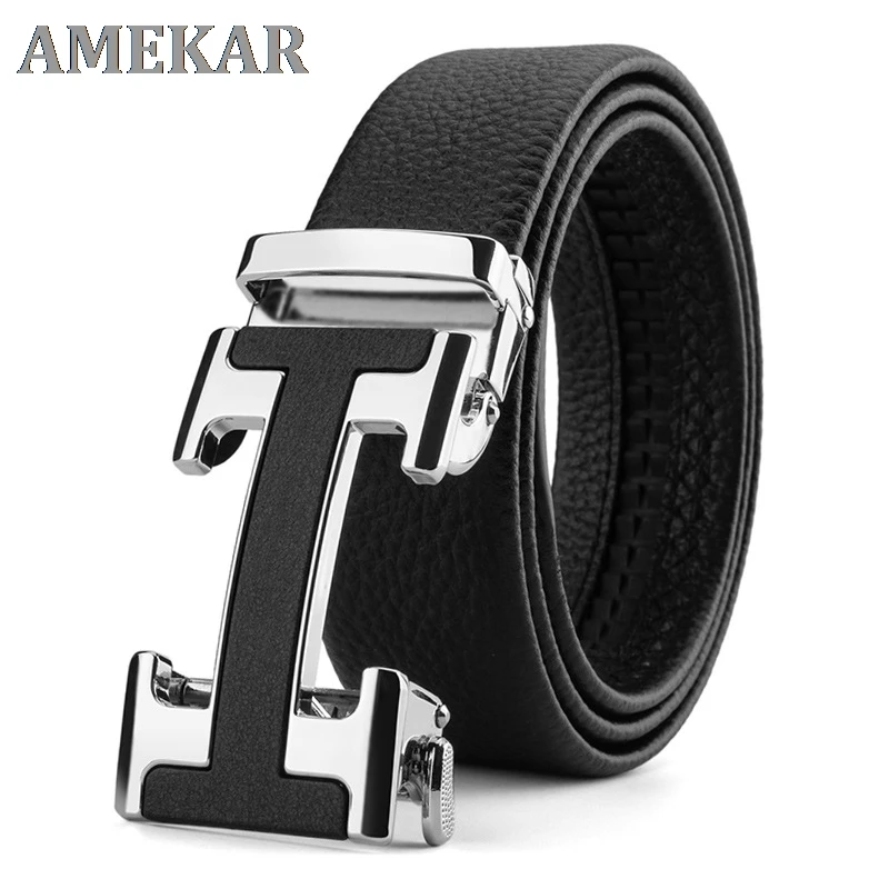 

Men's leather belt automatic buckle young business casual two-layer leather belt men's pants belt