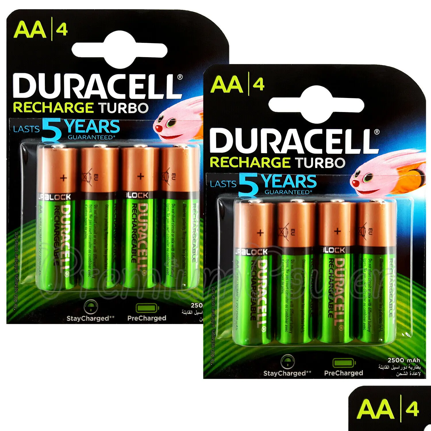 

8 x Duracell Rechargeable AA batteries 2500 mAh replaces 2400 Duralock NiMH HR6