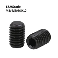 black grade 12 9 carbon steel allen head flat point set screws hex hexagon socket grub screw bolts m3 m4 m5 m6 m8 m10