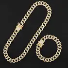 Ожерелье из кубинской панцирной цепи Майами мужское, комплект в стиле хип-хоп, украшение с фианитом, звено рэпера, серебристое колье