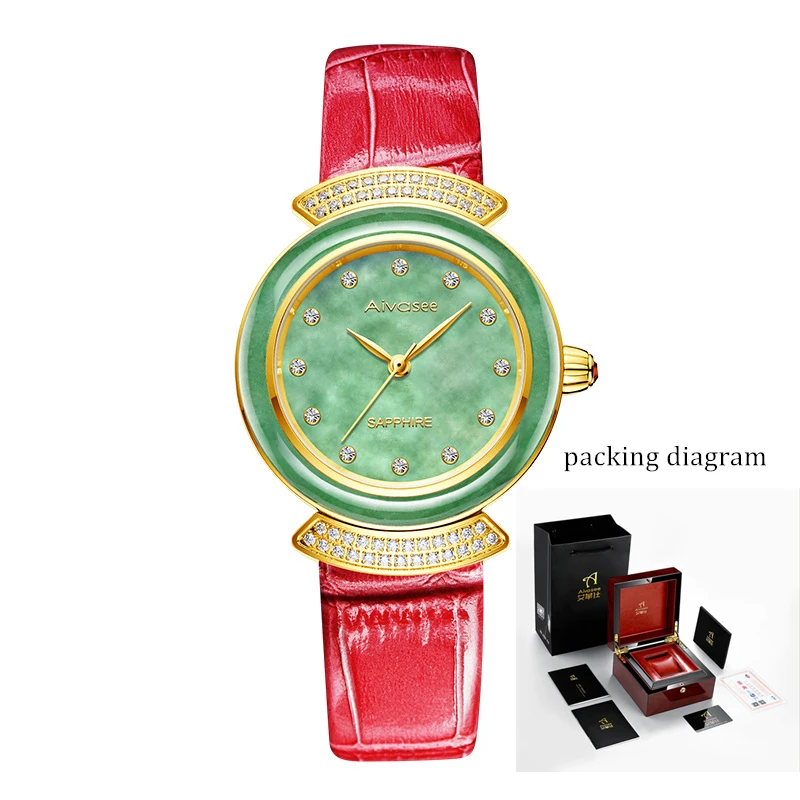 

New Brand Luxury Fashion Woman Watch 100% Natural Jade lady Creative Unique Personality Retro 1963 Watches Gift Quartz Ms Clock