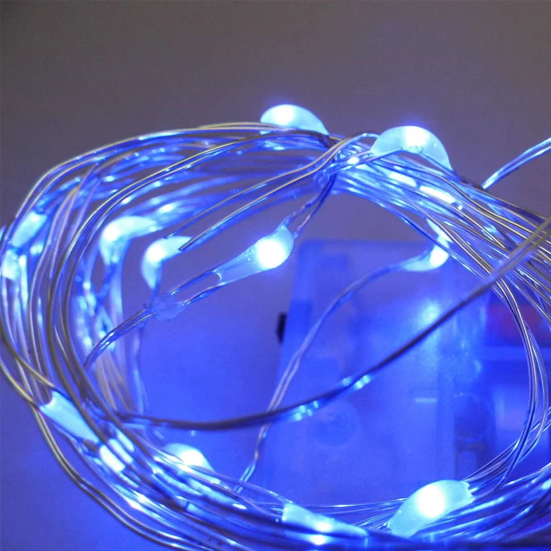 5 м 10 светодиодная гирлянда Серебряная медная проволока с батареей АА для