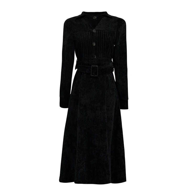 

JCHB 2021 Woman Dress Vintage Dress Female Black Midi Dresses for Women Long Seeve Elegant Spring Autumn Clothes Vestidos Pph31