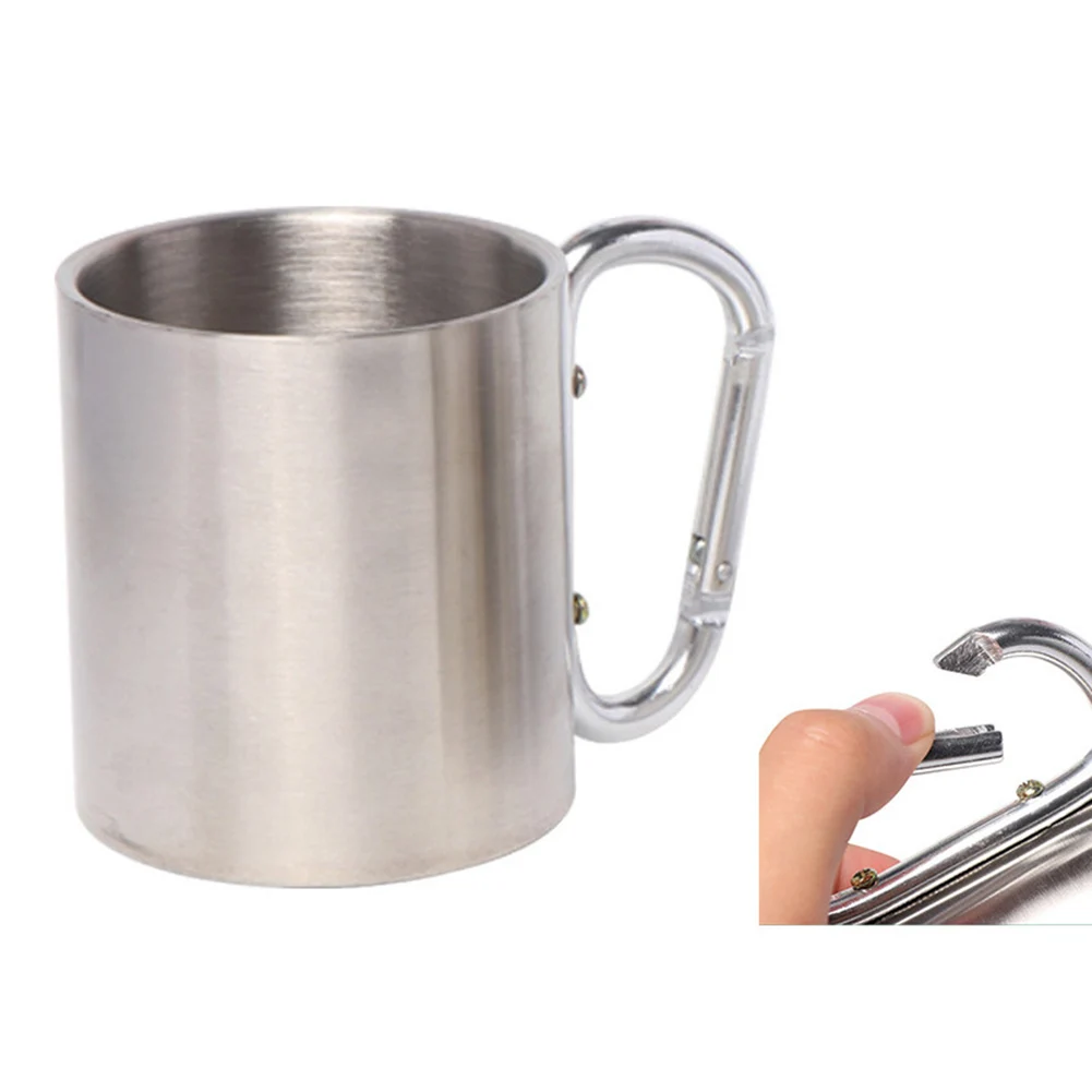 

Cooking Utensils Camping Supplies Travel Mug Stainless Steel Canteen Equipment Bowler Camping for Tableware Carabiner Cups 220Ml
