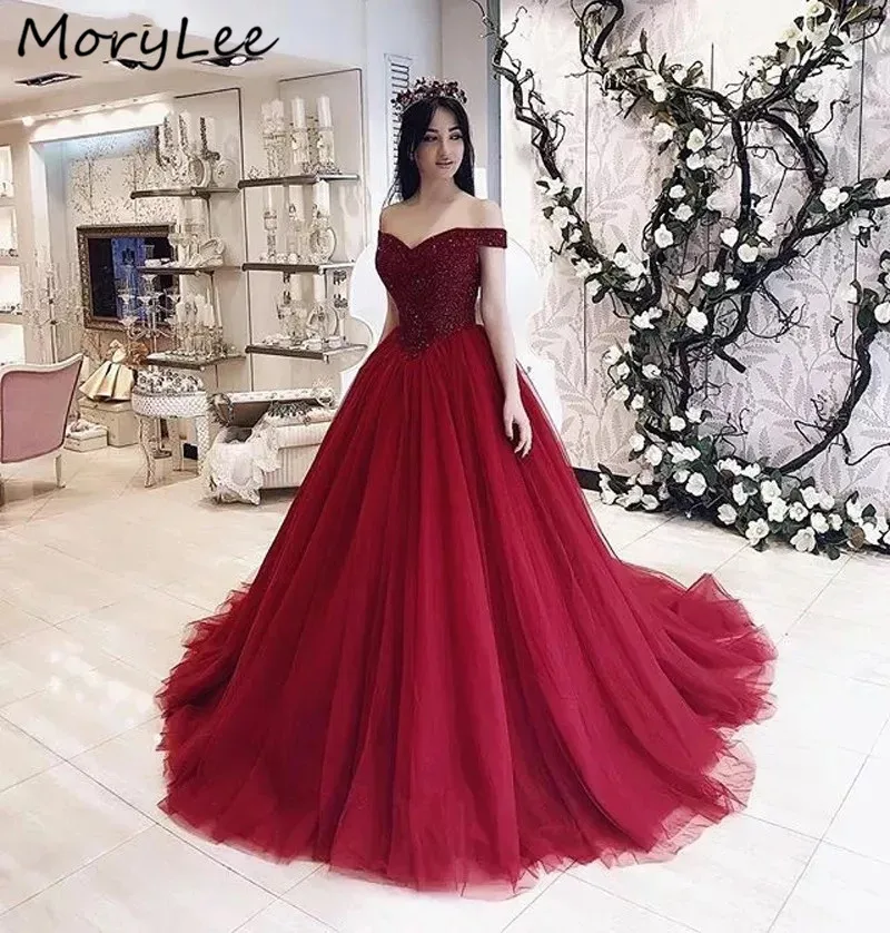

Красные кружевные вечерние платья со шнуровкой на спине, украшенные кристаллами, v-образный вырез, длинные рукава, в пол, бальное платье, веч...