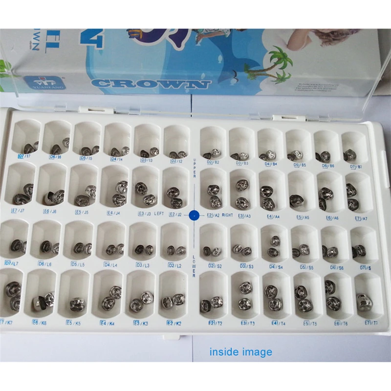 

Primary Molar Teeth Crown Stainless Steel Orthodontic Teeth Crown For Kids Temporary Teeth Crown Dental Kids Crown 48PCS