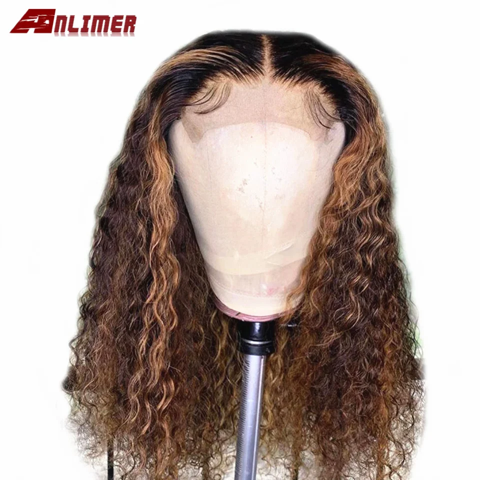 Кудрявый парик эффектом деграде (переход от темного к коричневый Мёд блондинка